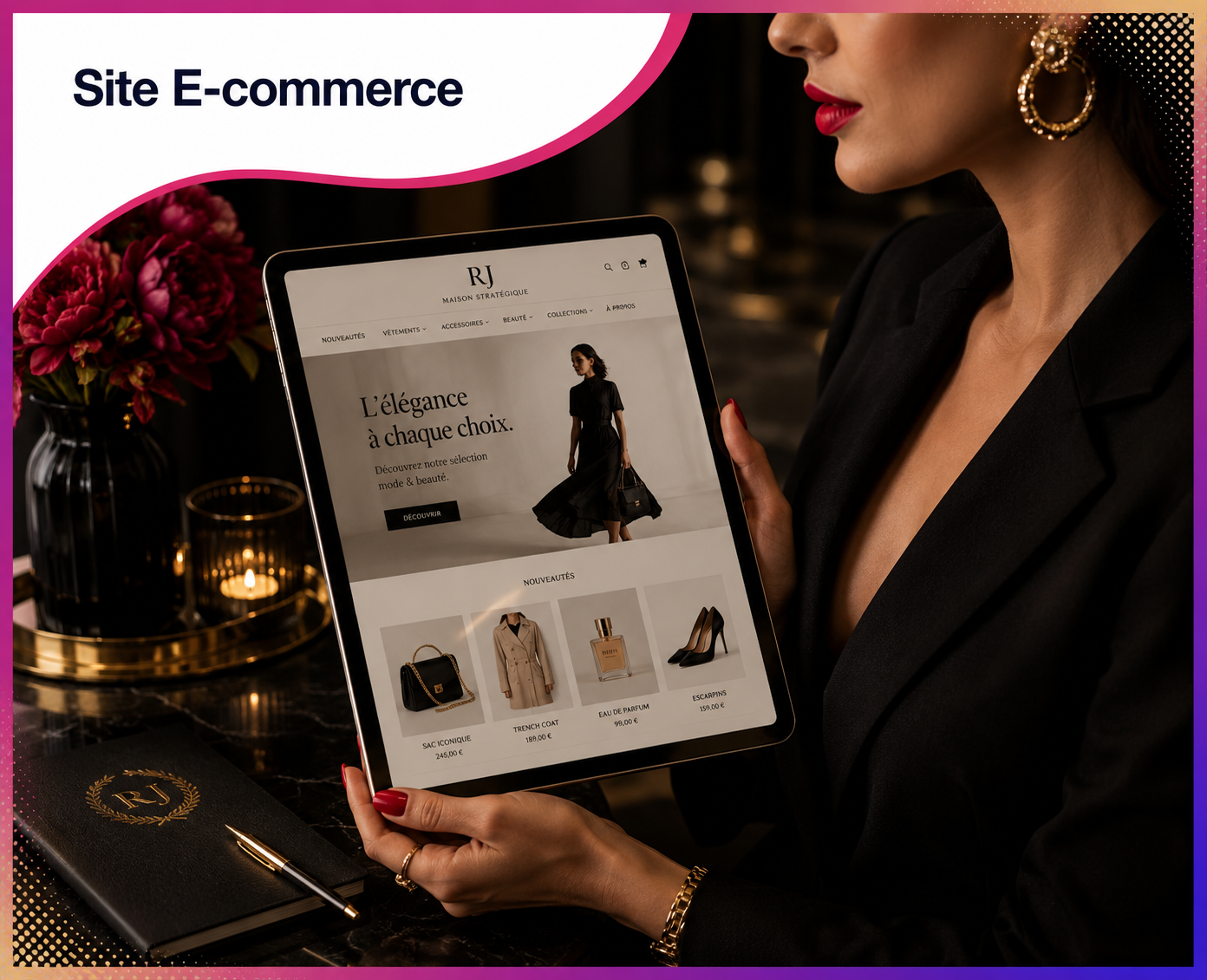Création de site e-commerce WordPress – Formule Bronze de Roos Jordan Agency : boutique en ligne premium dédiée aux marques de mode, de beauté et de bien-être.