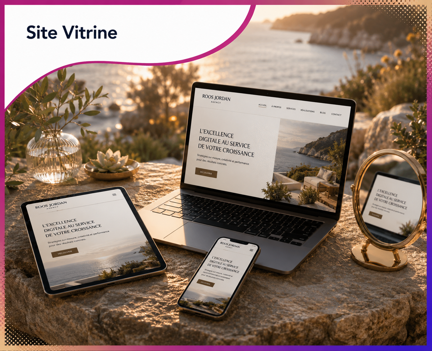 Création de site vitrine WordPress – Formule Bronze de Roos Jordan Agency : site internet premium, responsive et optimisé pour valoriser votre entreprise et développer votre visibilité en ligne.