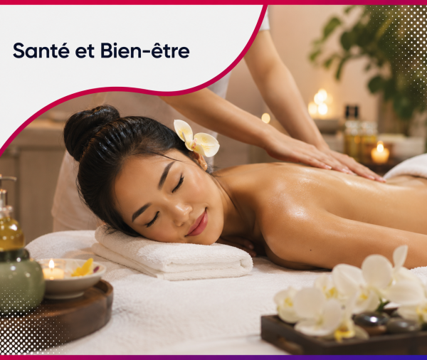 Femme asiatique profitant d'un massage relaxant dans un institut de bien-être haut de gamme, illustrant les services web et le consulting stratégique proposés par Roos Jordan Agency aux professionnels de la santé et du bien-être.